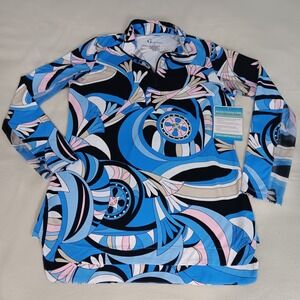 G Lifestyle Top Womens Medium Golf Quarter Zip Pullover Cooling Shirt Blue